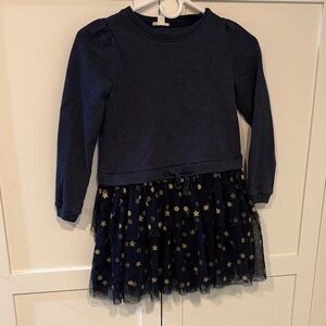 Crewcuts Navy Long-Sleeve Tulle Star Skirt Dress